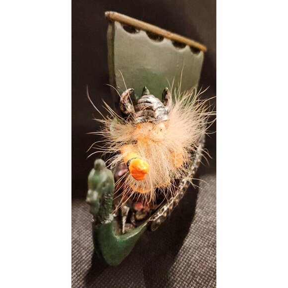Viking-Themed Collectible Figurine With Dragon Longboat & Furry Viking Warrior - Picture 7 of 14